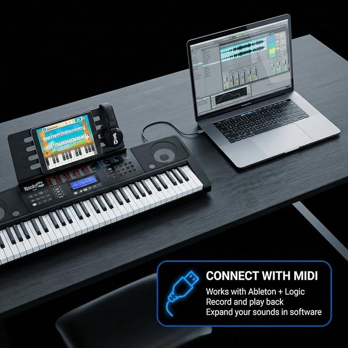 RockJam RJ761 keyboard connected to a computer using USB MIDI
