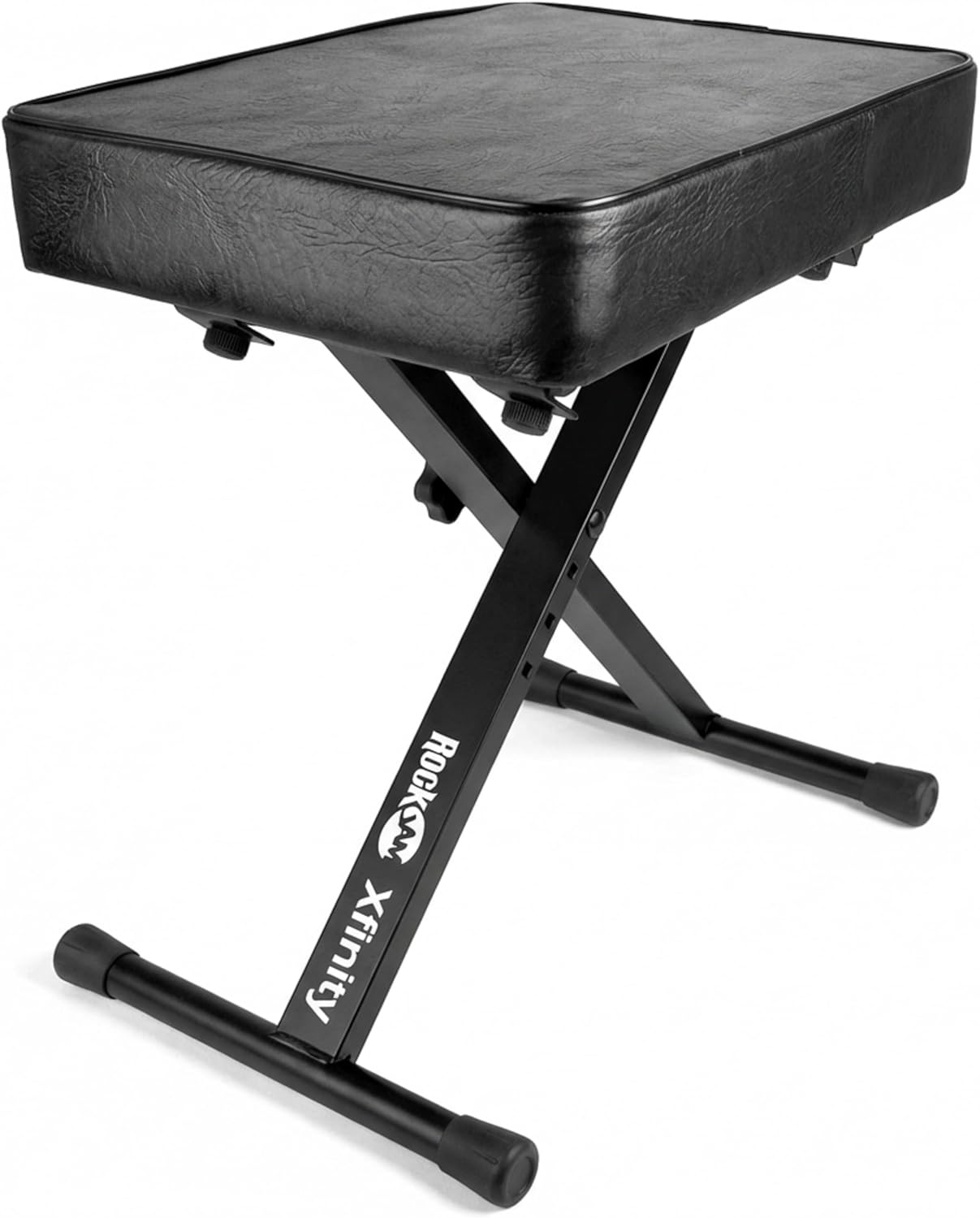 RockJam KB100 adjustable padded keyboard bench with folding black X-frame