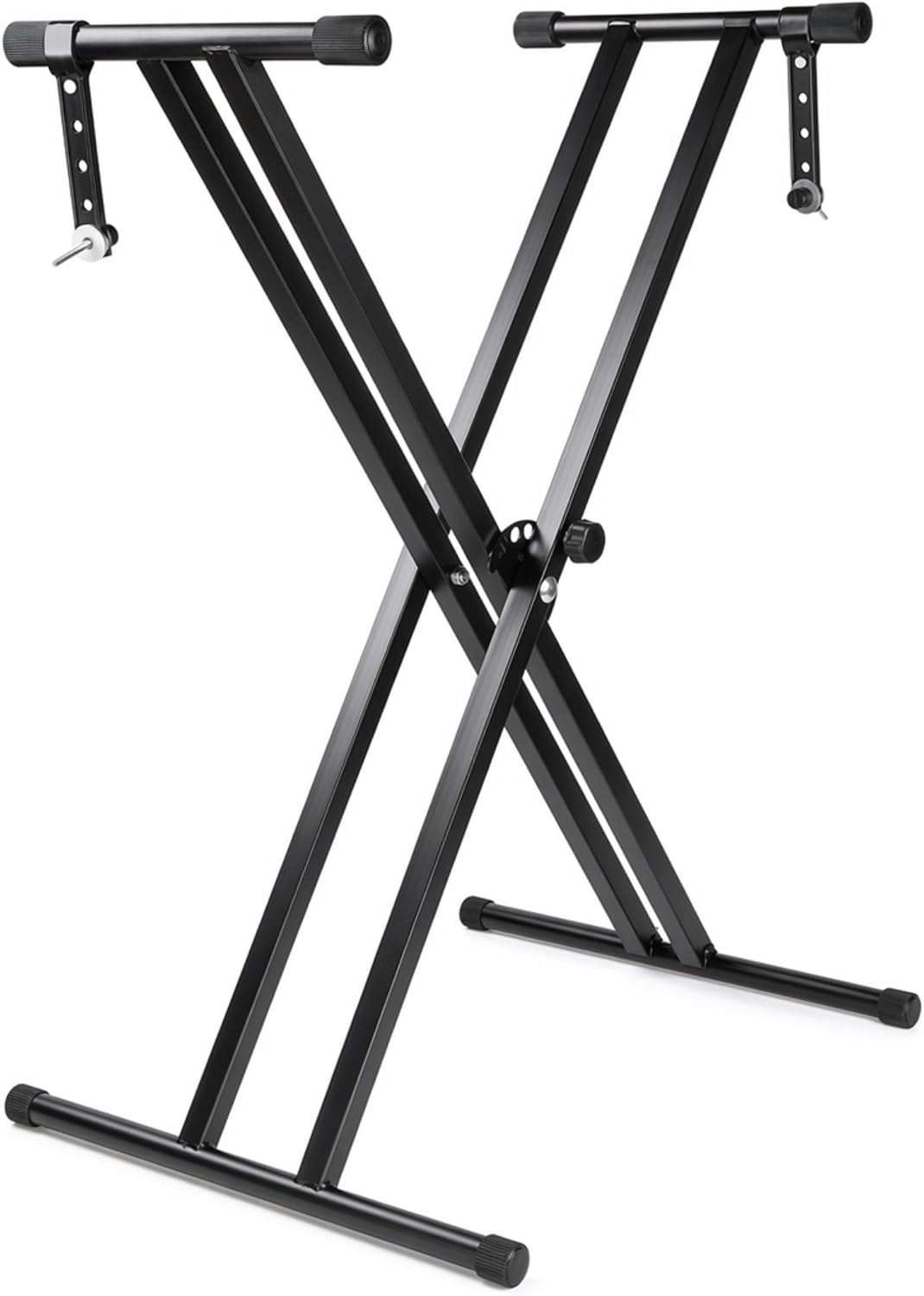 RockJam RJX29 double-braced X-frame keyboard stand compared with a single-braced stand