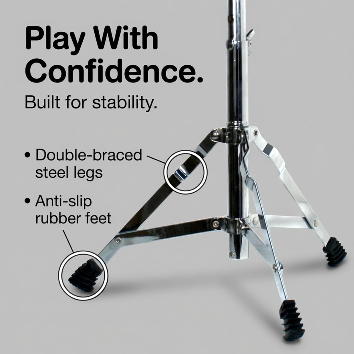 RockJam DP-001 chrome double-braced drum throne legs with anti-slip rubber feet