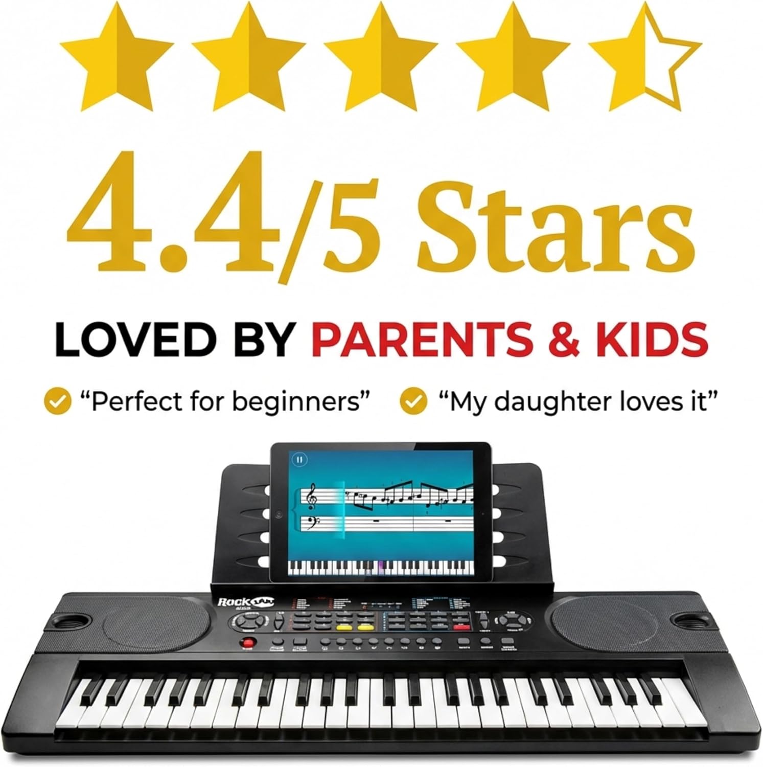 RockJam RJ549 49-key beginner keyboard with 4.4 out of 5 star customer rating